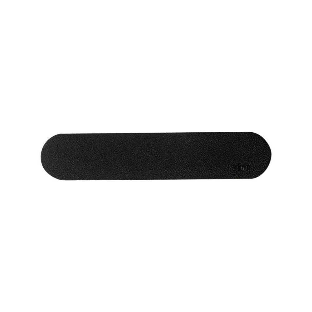Silwy Black Leather Metal Strip For Glasses, Pins And Hooks - Leather - 25 Cm