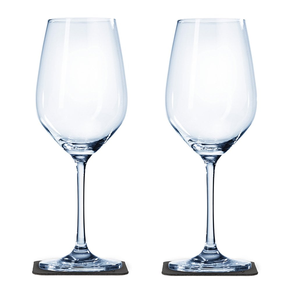 Silwy Magnetic Crystal Wine Glasses 250Ml With Nano-Gel Coasters - Luxury Set Of 2