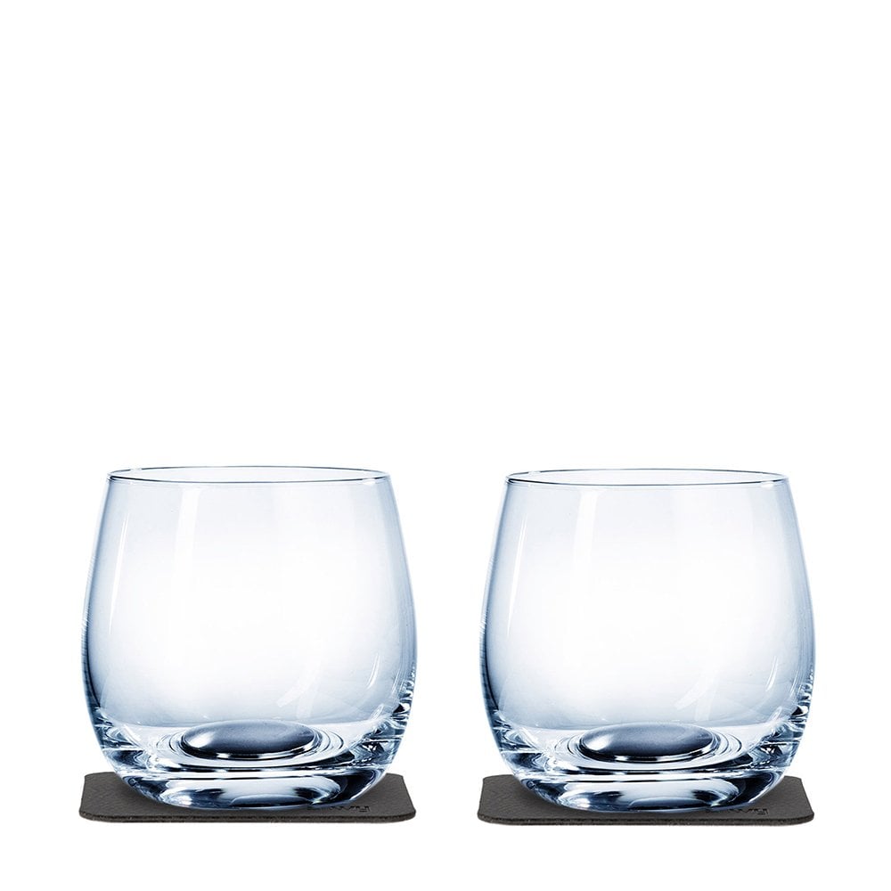 Silwy Magnetic Crystal Whisky Tumblers With Nano-Gel Coasters 250Ml - Luxury Set Of 2