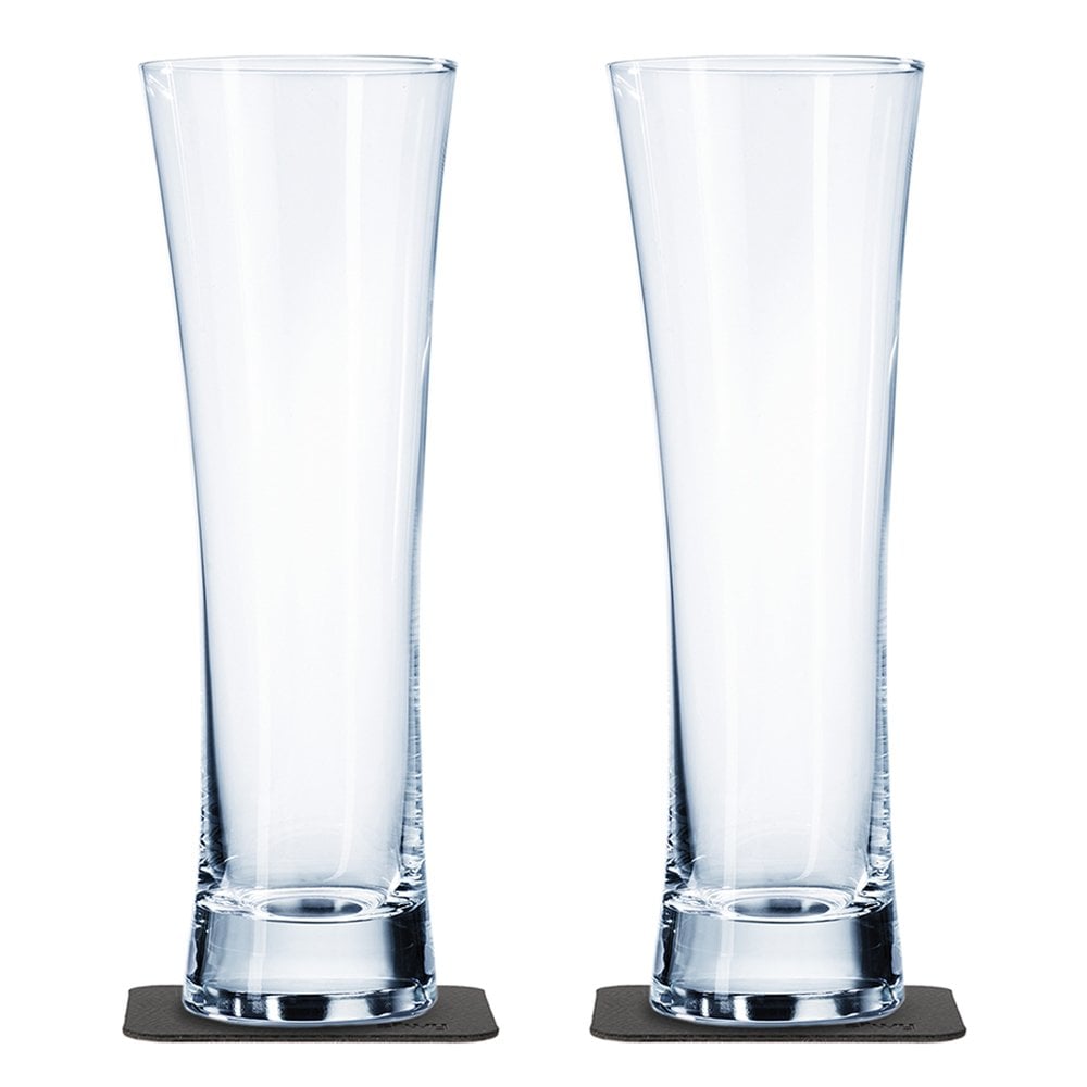 Silwy Magnetic Crystal Beer Glasses 330Ml With Nano-Gel Coasters - Luxury Set Of 2