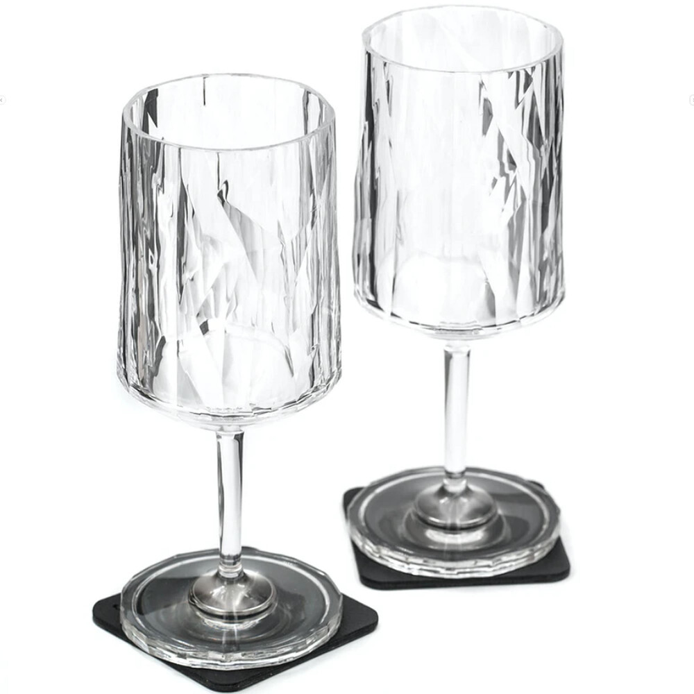Silwy Black Luxury Plastic Wine Glasses - Set Of 2