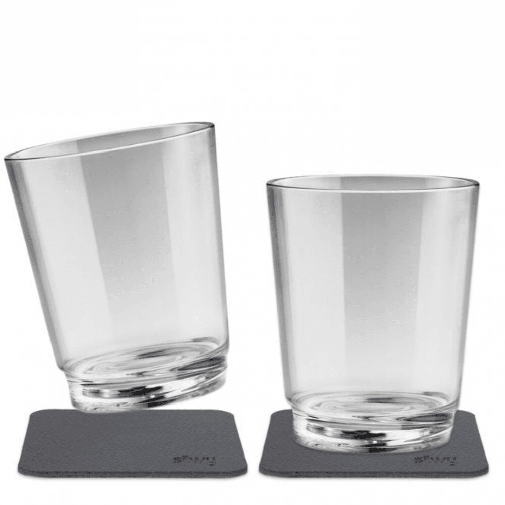 Silwy Magnetic Plastic Drinking Cups 250Ml With Nano-Gel Coasters - The Classic - Set Of 2