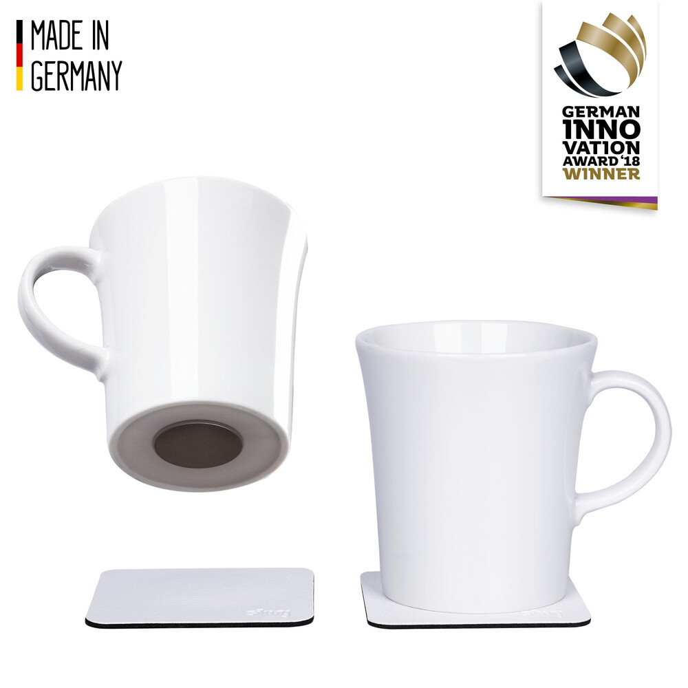 Silwy White Porcelain Magnetic Handle Cups Incl. Metal-Nano-Gel-Pads Whi