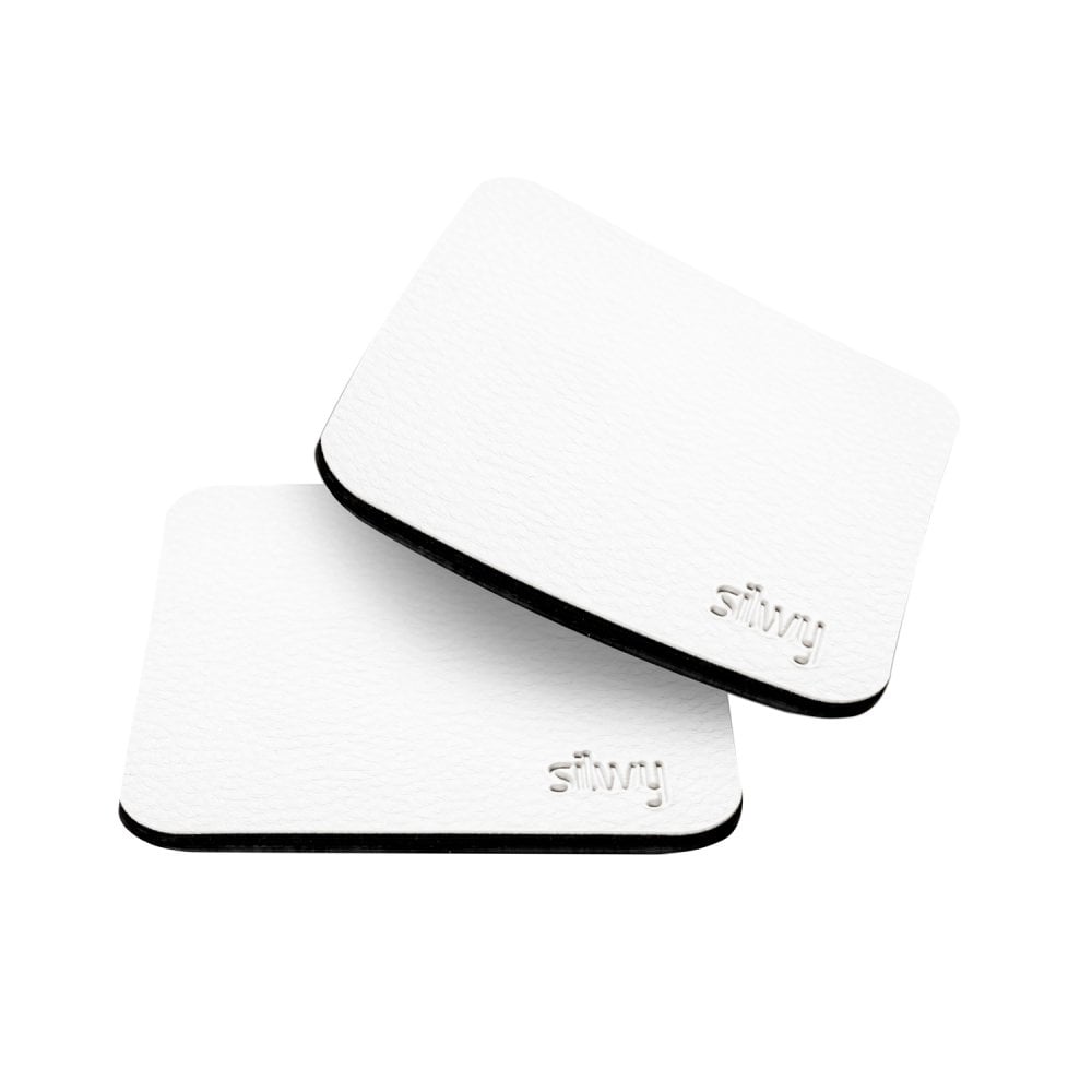 Silwy White Square Metal Nano-Gel Pads (Coasters) For Magnetic Glasses - 2 Pack