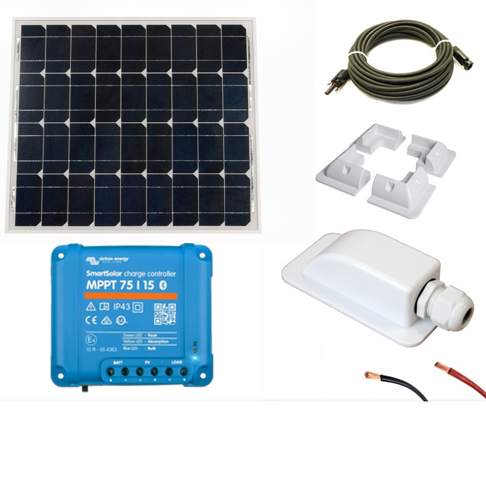 Victron Red/Black Campervan & Marine Solar Charging Starter Kit 55W With Cables And Mounts