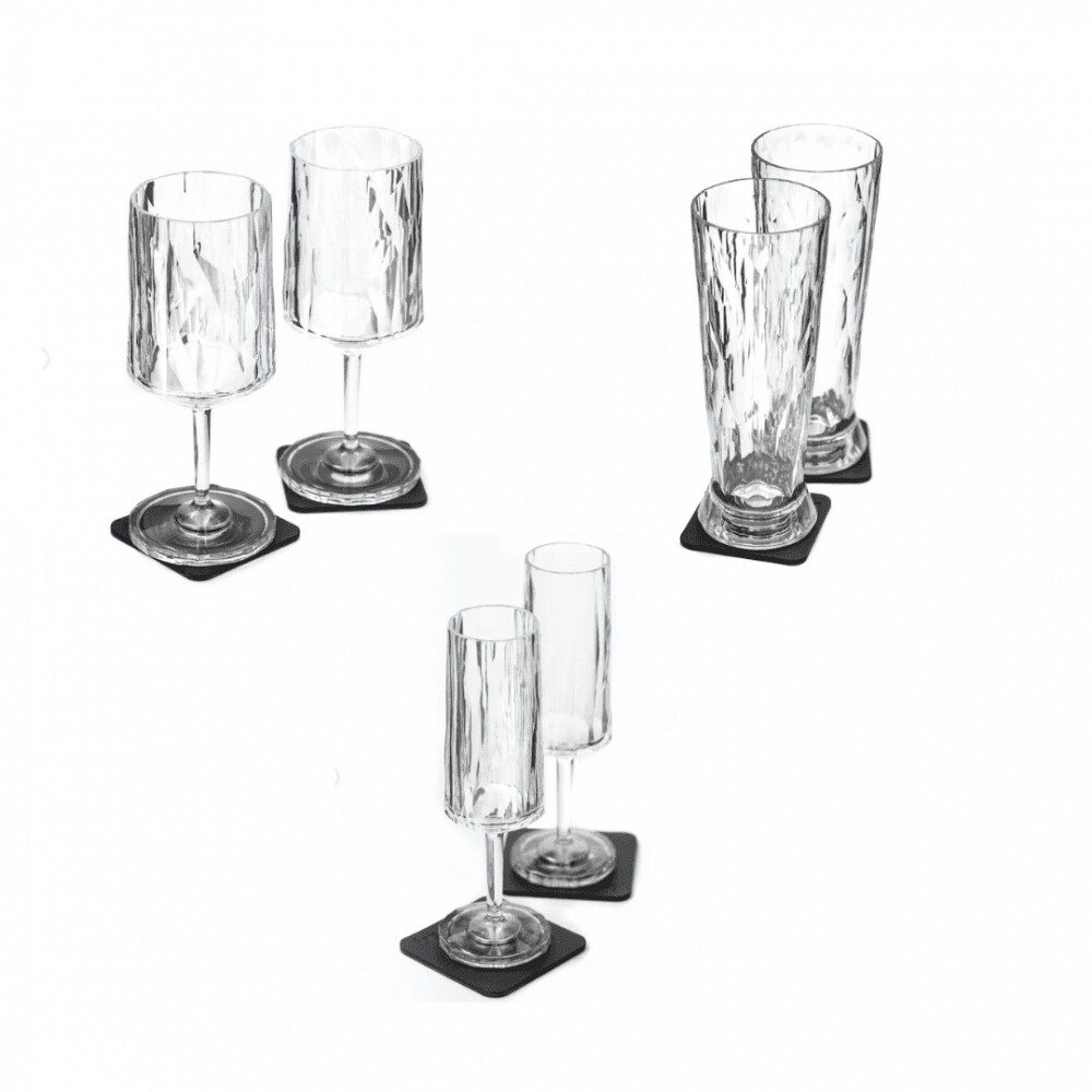 Silwy Trio Plastic Glass Set - Beer, Wine & Prosecco