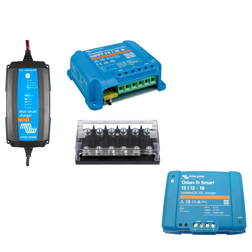 Victron Blue Battery To Battery Charging Kit With Solar, Dc-Dc And Mains And 6 Way Fuse Distribution