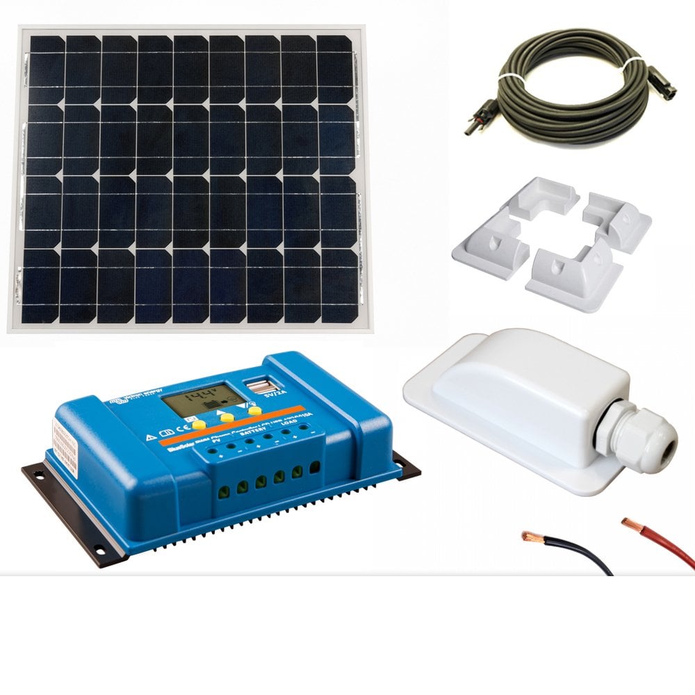 Victron Black/Red Pwm Controller 30A With 55W Solar Panel And Mounting Accessories Kit