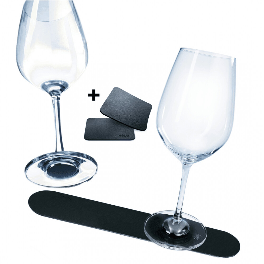 Silwy Black Magnetic Crystal Glass Wine And 25Cm Strip Set