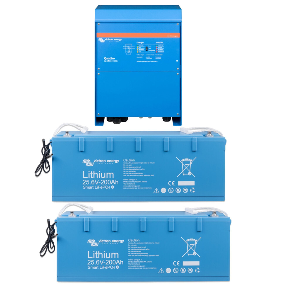Victron Inverter Charger With Lithium Smart Batteries Quattro 8Kva 10Kwh Lithium 24v 400amp Silent Generator