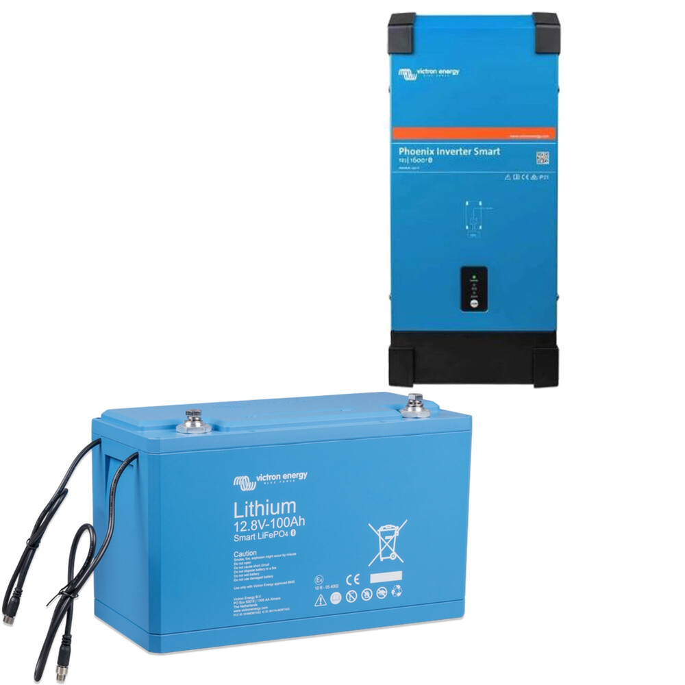 Victron Inverter And Lithium Battery Phoenix Smart 1600 With 12V 100Ah Lithium And Bms