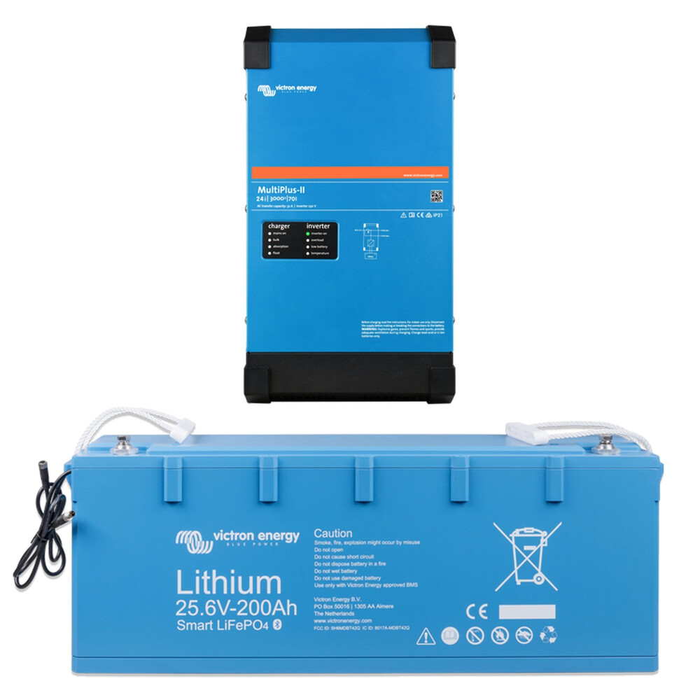Victron Inverter Charger with Lithium Battery 24v 3kva Multiplus II with Smart LiFePo4 5400wh