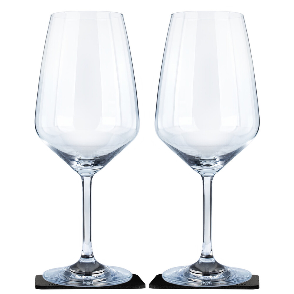 Silwy Magnetic Crystal Red Wine Glasses 650ml with Nano-gel Coasters - Bordeaux - Luxury set of 2