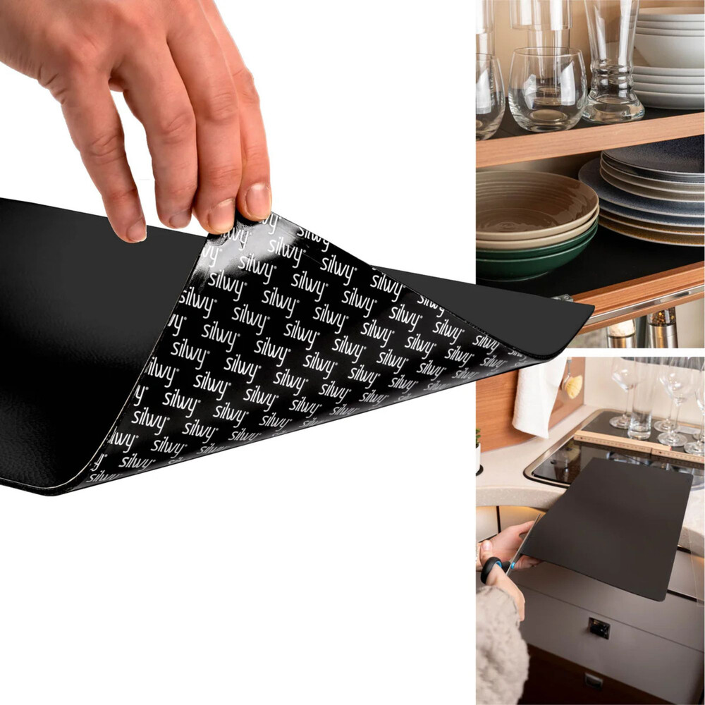 Silwy Black Magnetic Nano Gel Storage Mat For Magnetic Glasses Mugs Plates